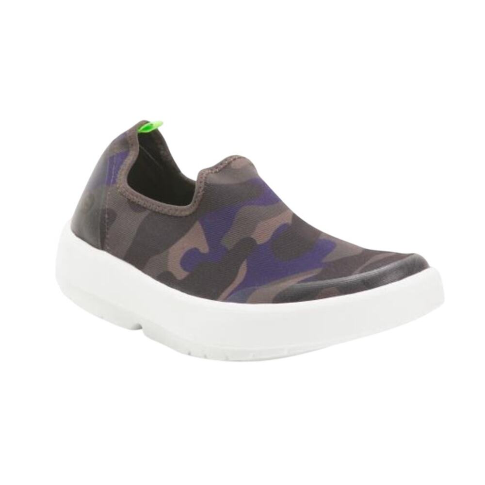 OOFOS Women’s OOmg eeZee Low Purple Green Camo Recovery Slip On Shoes size 7 NEW